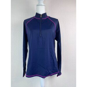 Ambernoon women's 10 navy‎ pink long sleeve rash guard swim shirt modest